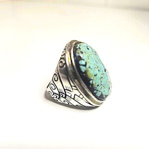 Large Sterling Turquoise Persian Ring